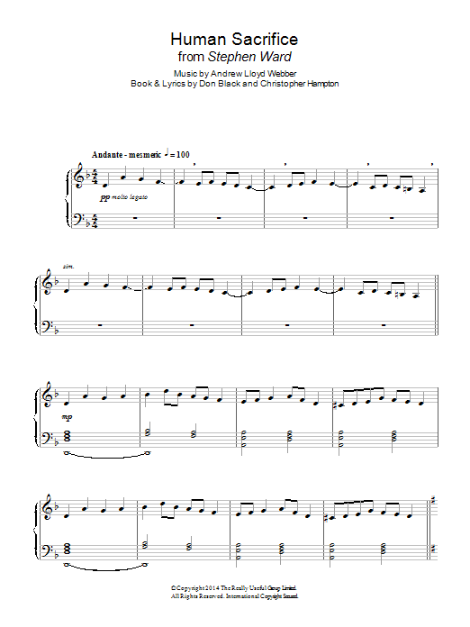 Andrew Lloyd Webber Human Sacrifice (from 'Stephen Ward') sheet music notes and chords arranged for Piano & Vocal