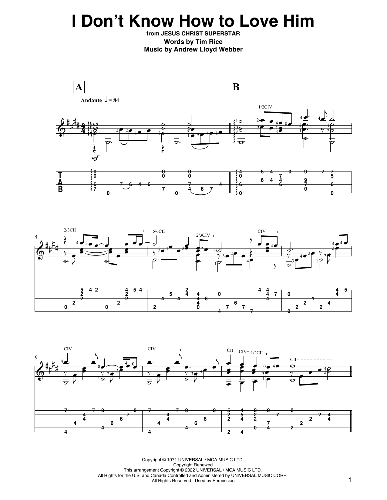 Andrew Lloyd Webber I Don't Know How To Love Him (from Jesus Christ Superstar) (arr. David Jaggs) sheet music notes and chords. Download Printable PDF.