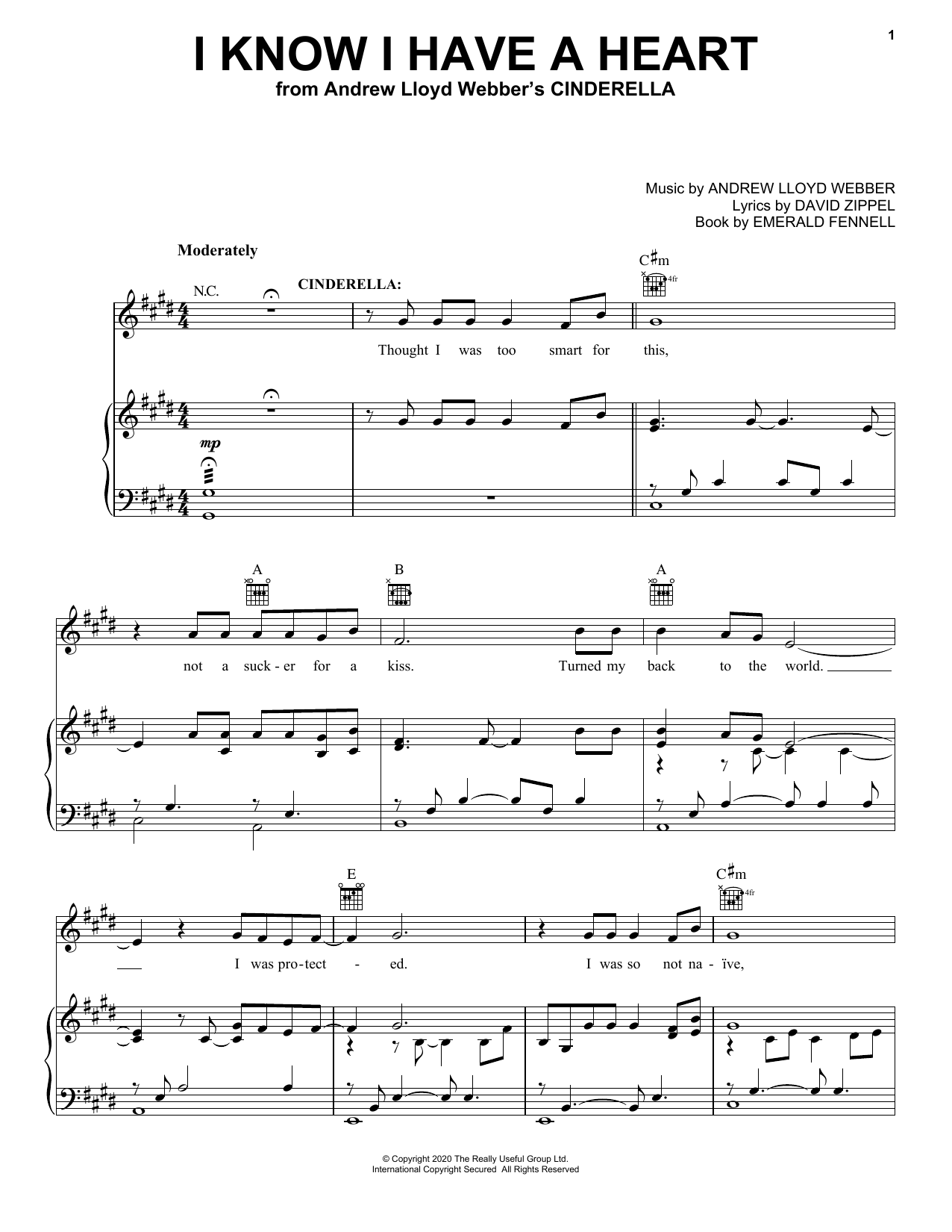 Andrew Lloyd Webber I Know I Have A Heart (from Andrew Lloyd Webber's Cinderella) sheet music notes and chords. Download Printable PDF.