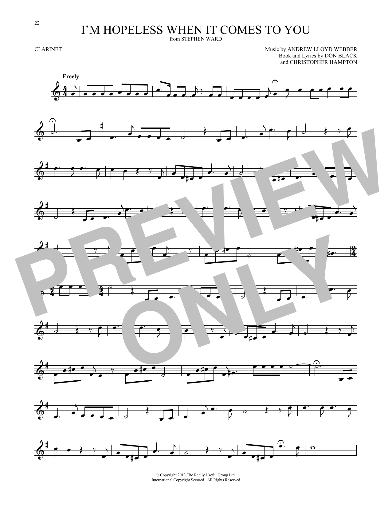 Andrew Lloyd Webber I'm Hopeless When It Comes To You (from Stephen Ward) sheet music notes and chords. Download Printable PDF.