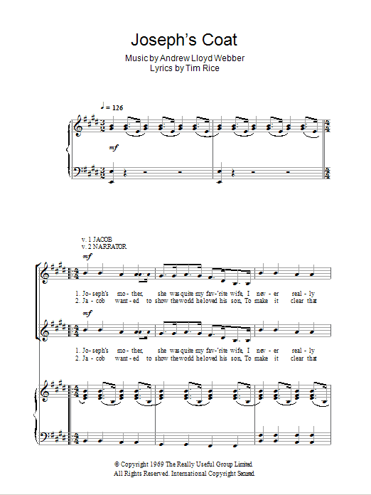 Andrew Lloyd Webber Jacob And Sons / Joseph's Coat sheet music notes and chords arranged for 2-Part Choir