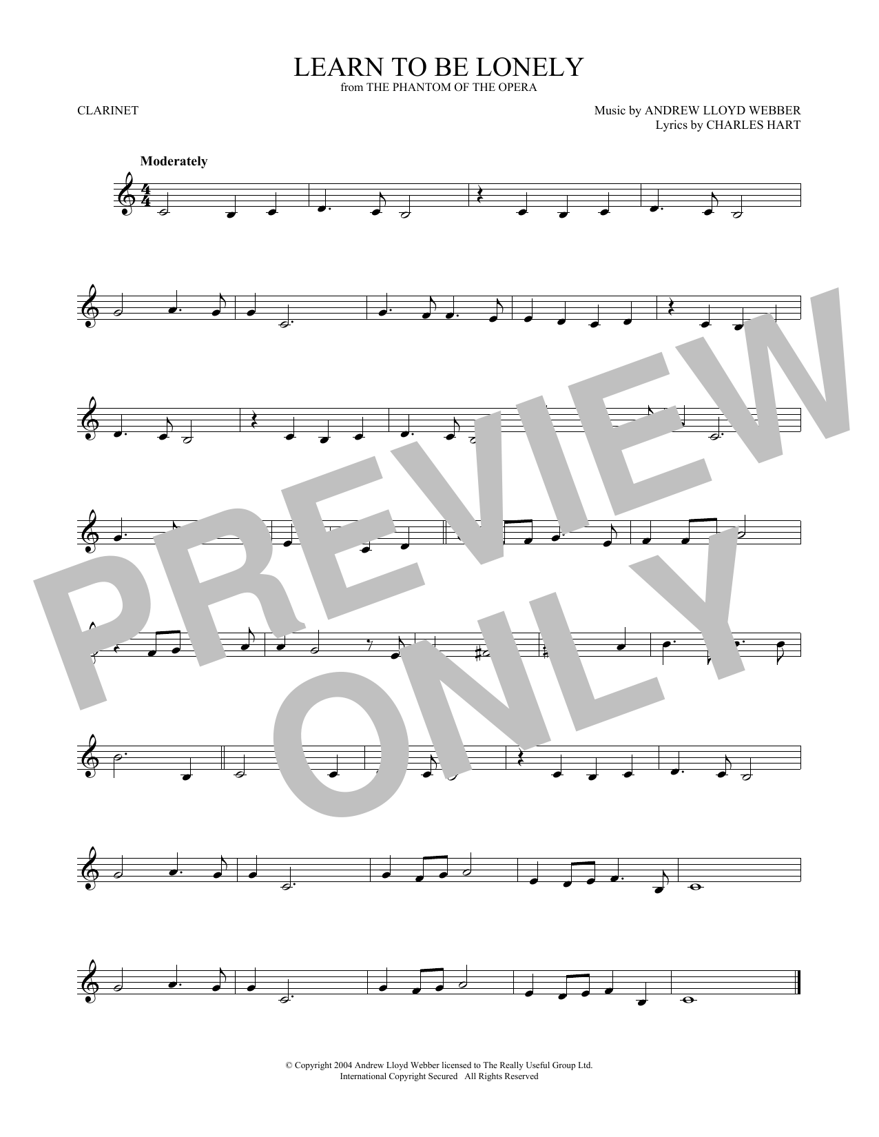 Andrew Lloyd Webber Learn To Be Lonely (from The Phantom Of The Opera) sheet music notes and chords. Download Printable PDF.