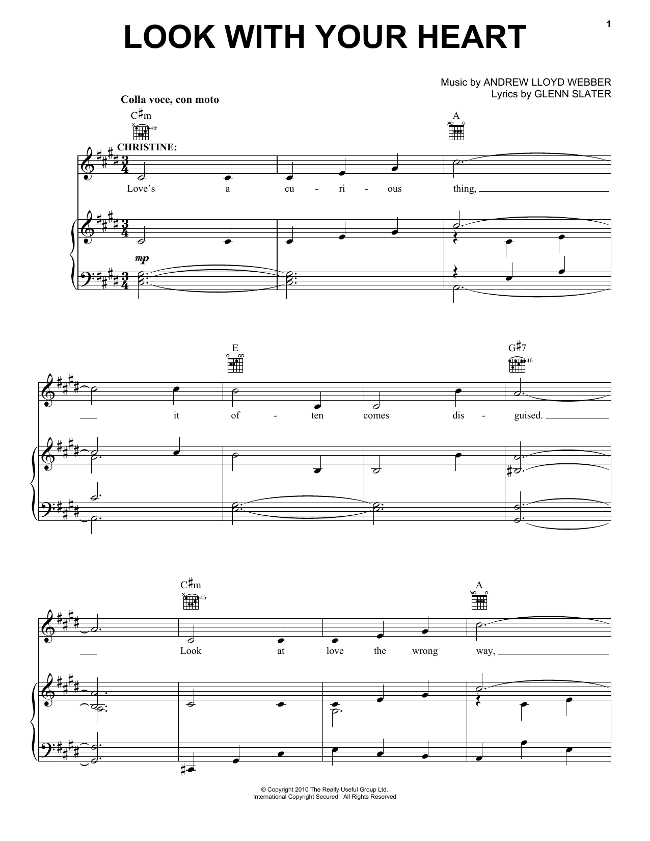 Learn to play Andrew Lloyd Webber Look With Your Heart sheet music for Piano, Vocal & Guitar Chords (Right-Hand Melody) in minutes. Price: 7.8900$ Andrew Lloyd Webber Look With Your Heart sheet music notes and chords arranged for Piano, Vocal & Guitar Chords (Right-Hand Melody)