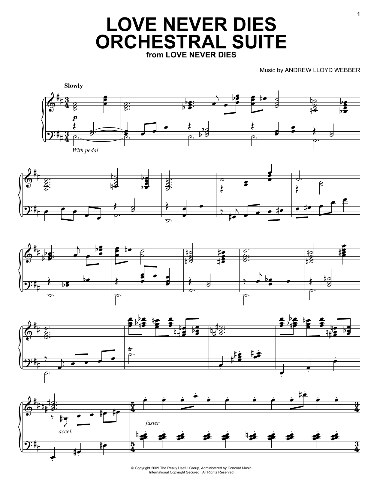 Learn to play Andrew Lloyd Webber Love Never Dies Orchestral Suite sheet music for Piano Solo in minutes. Price: 6.9900$ Andrew Lloyd Webber Love Never Dies Orchestral Suite sheet music notes and chords arranged for Piano Solo