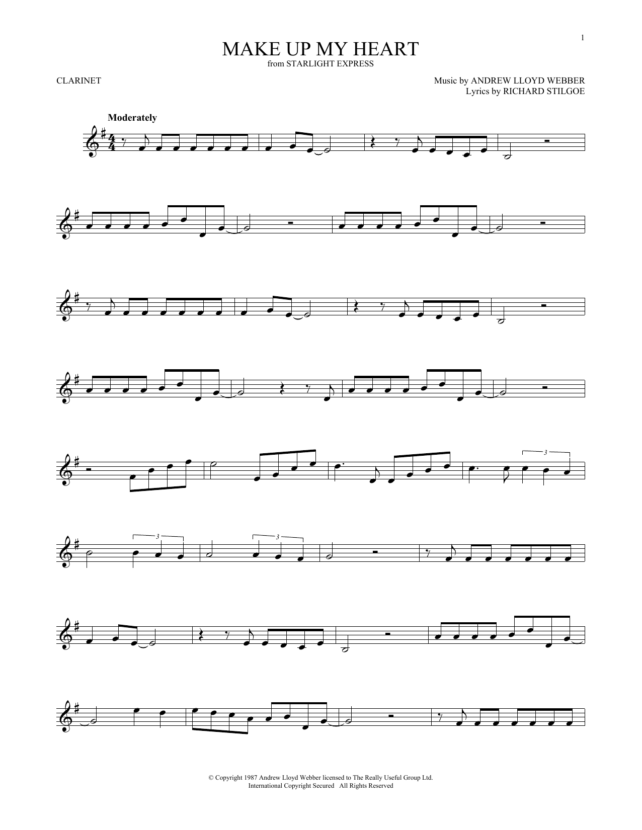 Andrew Lloyd Webber Make Up My Heart sheet music notes and chords. Download Printable PDF.