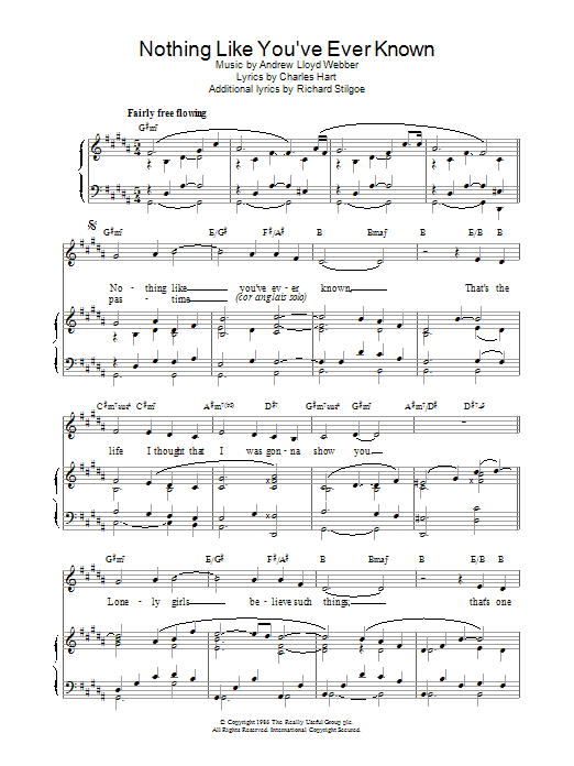 Andrew Lloyd Webber Nothing Like You've Ever Known (from Tell Me On A Sunday) sheet music notes and chords. Download Printable PDF.