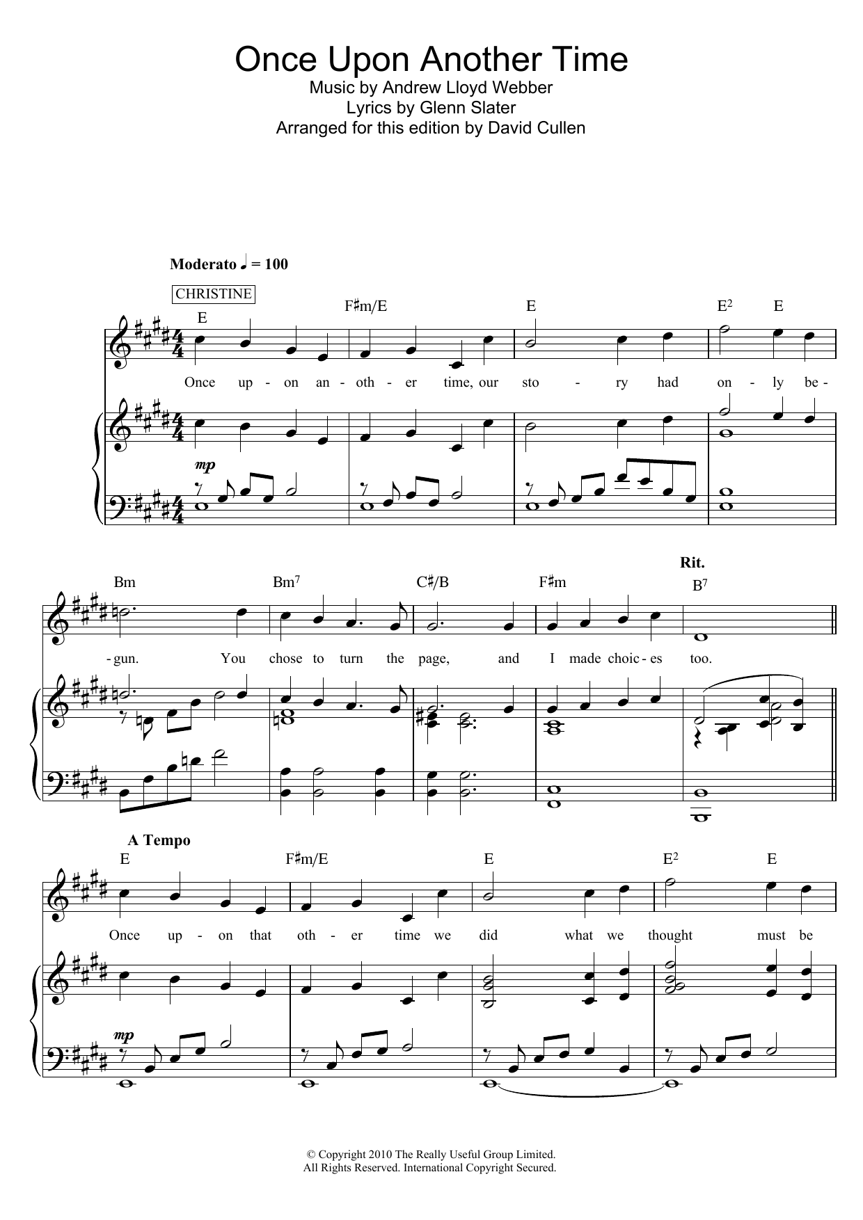 Andrew Lloyd Webber Once Upon Another Time (from Love Never Dies) sheet music notes and chords. Download Printable PDF.