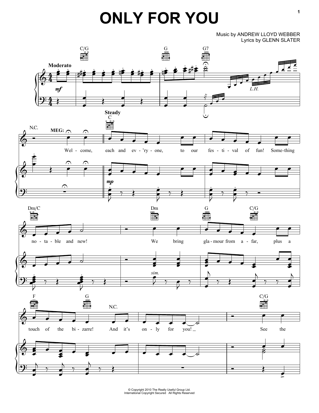Learn to play Andrew Lloyd Webber Only For Him/Only For You sheet music for Piano, Vocal & Guitar Chords (Right-Hand Melody) in minutes. Price: 7.8900$ Andrew Lloyd Webber Only For Him/Only For You sheet music notes and chords arranged for Piano, Vocal & Guitar Chords (Right-Hand Melody)