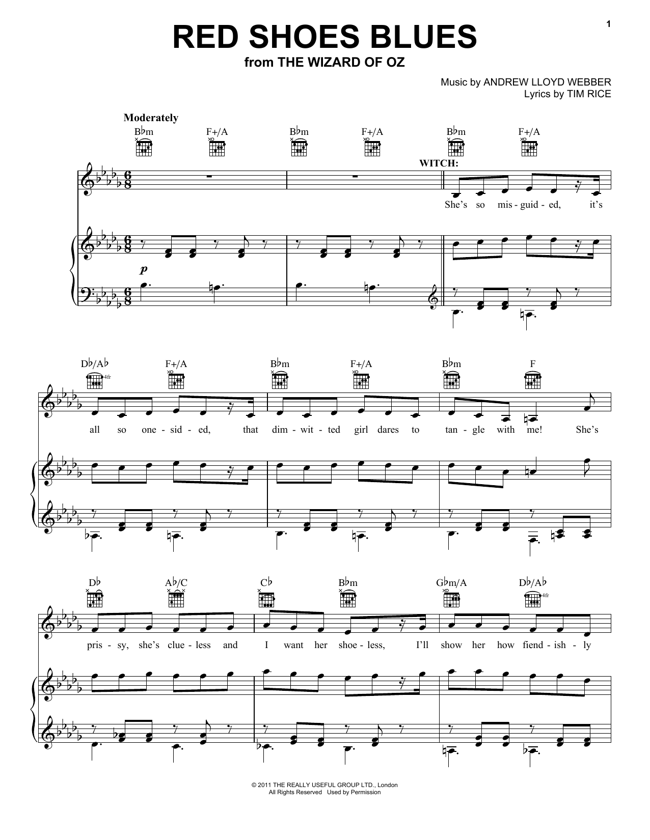 Andrew Lloyd Webber Red Shoes Blues sheet music notes and chords. Download Printable PDF.