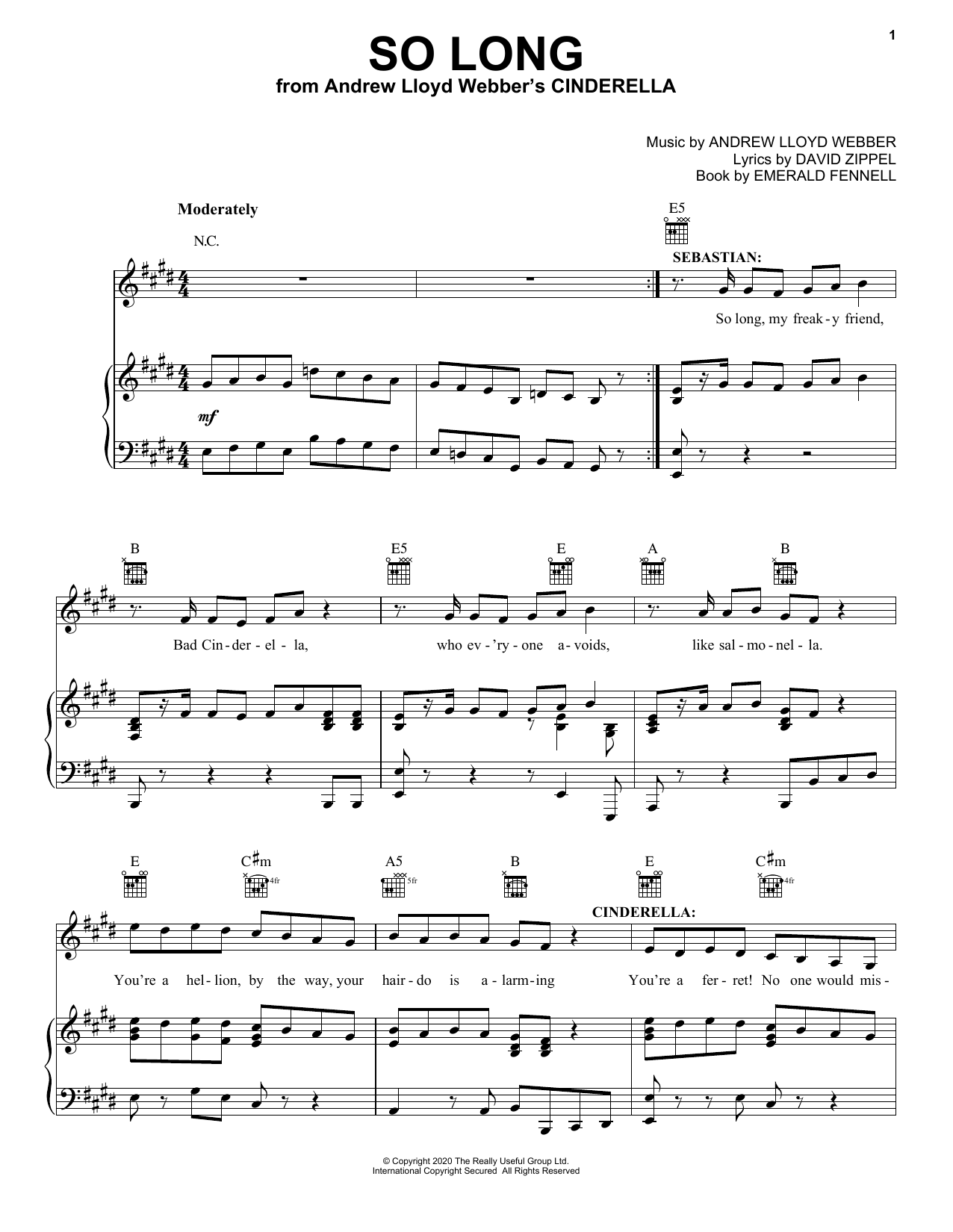 Andrew Lloyd Webber So Long (from Andrew Lloyd Webber's Cinderella) sheet music notes and chords arranged for Piano, Vocal & Guitar Chords (Right-Hand Melody)