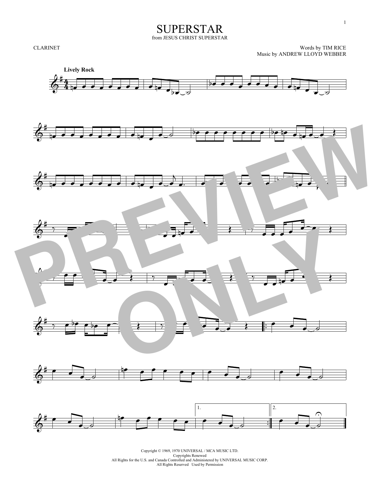 Andrew Lloyd Webber Superstar sheet music notes and chords. Download Printable PDF.