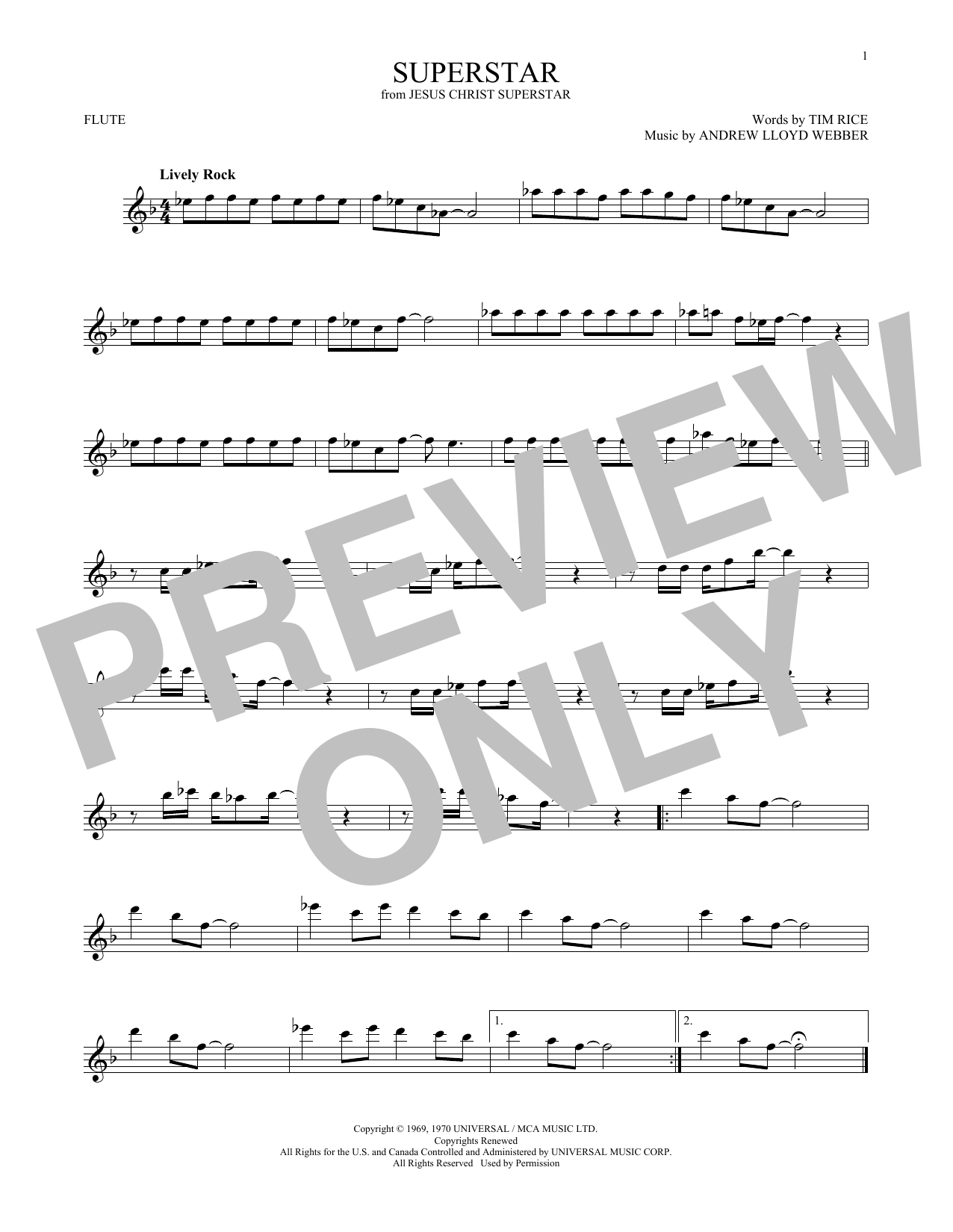 Andrew Lloyd Webber Superstar sheet music notes and chords. Download Printable PDF.