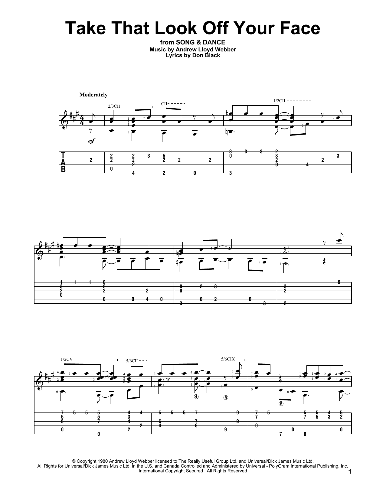 Andrew Lloyd Webber Take That Look Off Your Face sheet music notes and chords. Download Printable PDF.