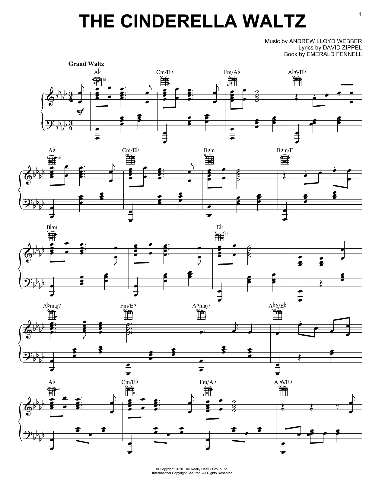 Andrew Lloyd Webber The Cinderella Waltz (from Andrew Lloyd Webber's Cinderella) sheet music notes and chords. Download Printable PDF.