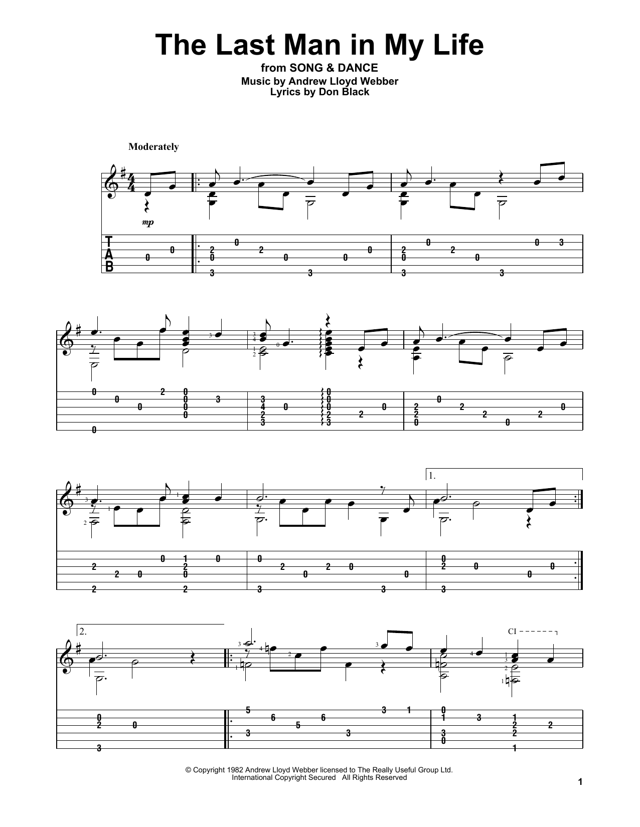 Andrew Lloyd Webber The Last Man In My Life (from Song And Dance) sheet music notes and chords. Download Printable PDF.