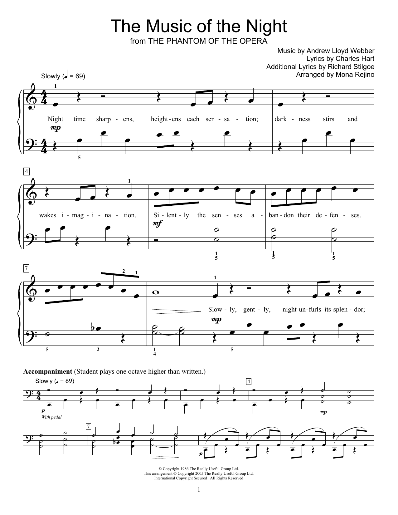 Phillip Keveren The Music Of The Night sheet music notes and chords. Download Printable PDF.