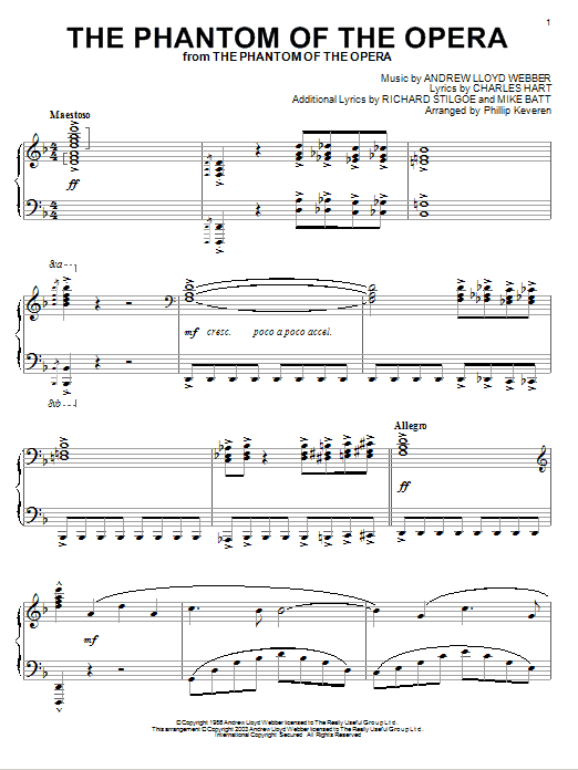 Andrew Lloyd Webber The Phantom Of The Opera sheet music notes and chords. Download Printable PDF.