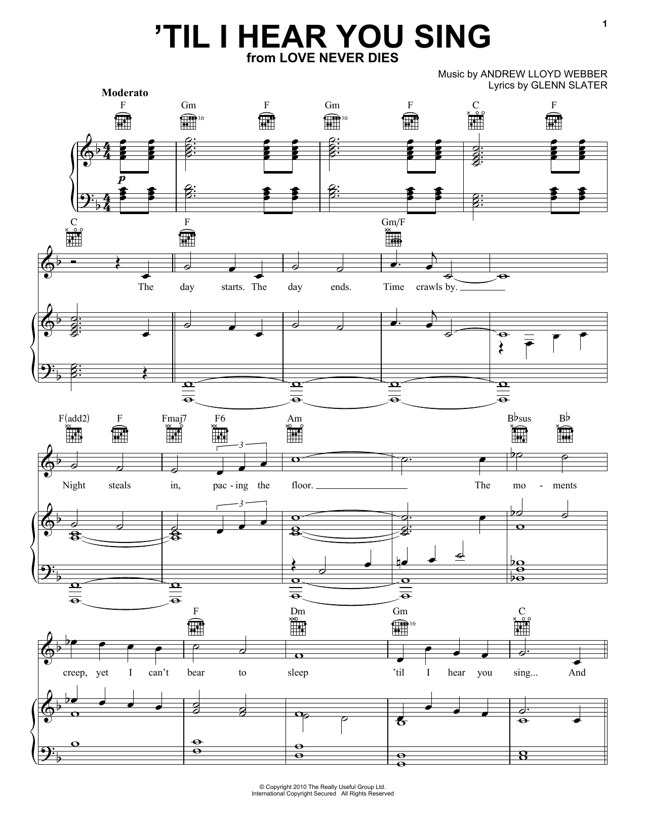 Andrew Lloyd Webber 'Til I Hear You Sing (from Love Never Dies) sheet music notes and chords. Download Printable PDF.