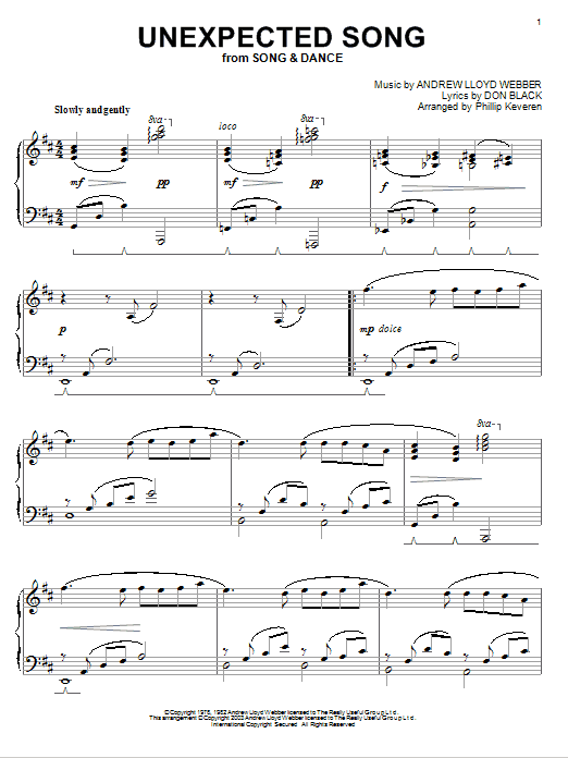 Bernadette Peters Unexpected Song (from Song & Dance) (arr. Phillip Keveren) sheet music notes and chords. Download Printable PDF.