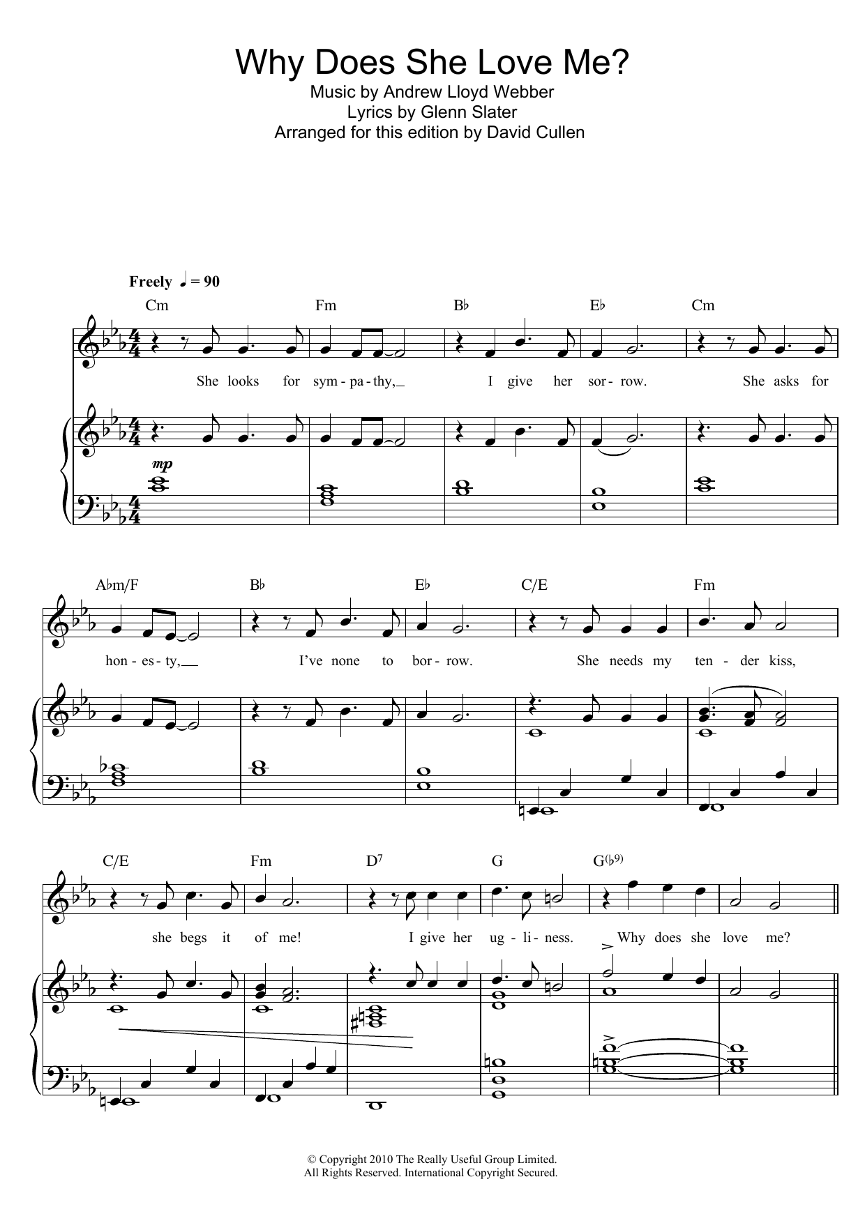 Andrew Lloyd Webber Why Does She Love Me? (from Love Never Dies) sheet music notes and chords. Download Printable PDF.