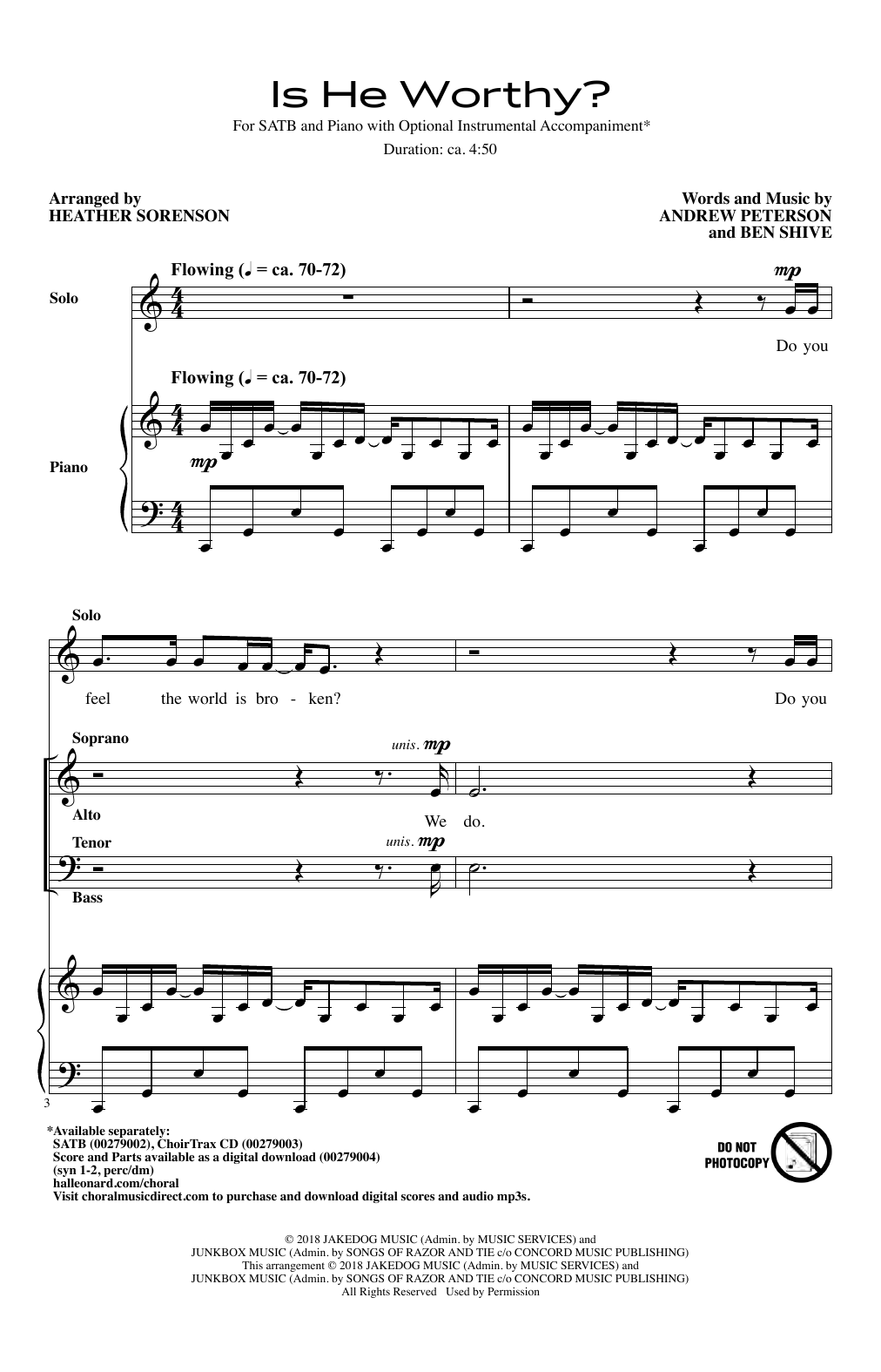 Andrew Peterson Is He Worthy? (arr. Heather Sorenson) sheet music notes and chords. Download Printable PDF.