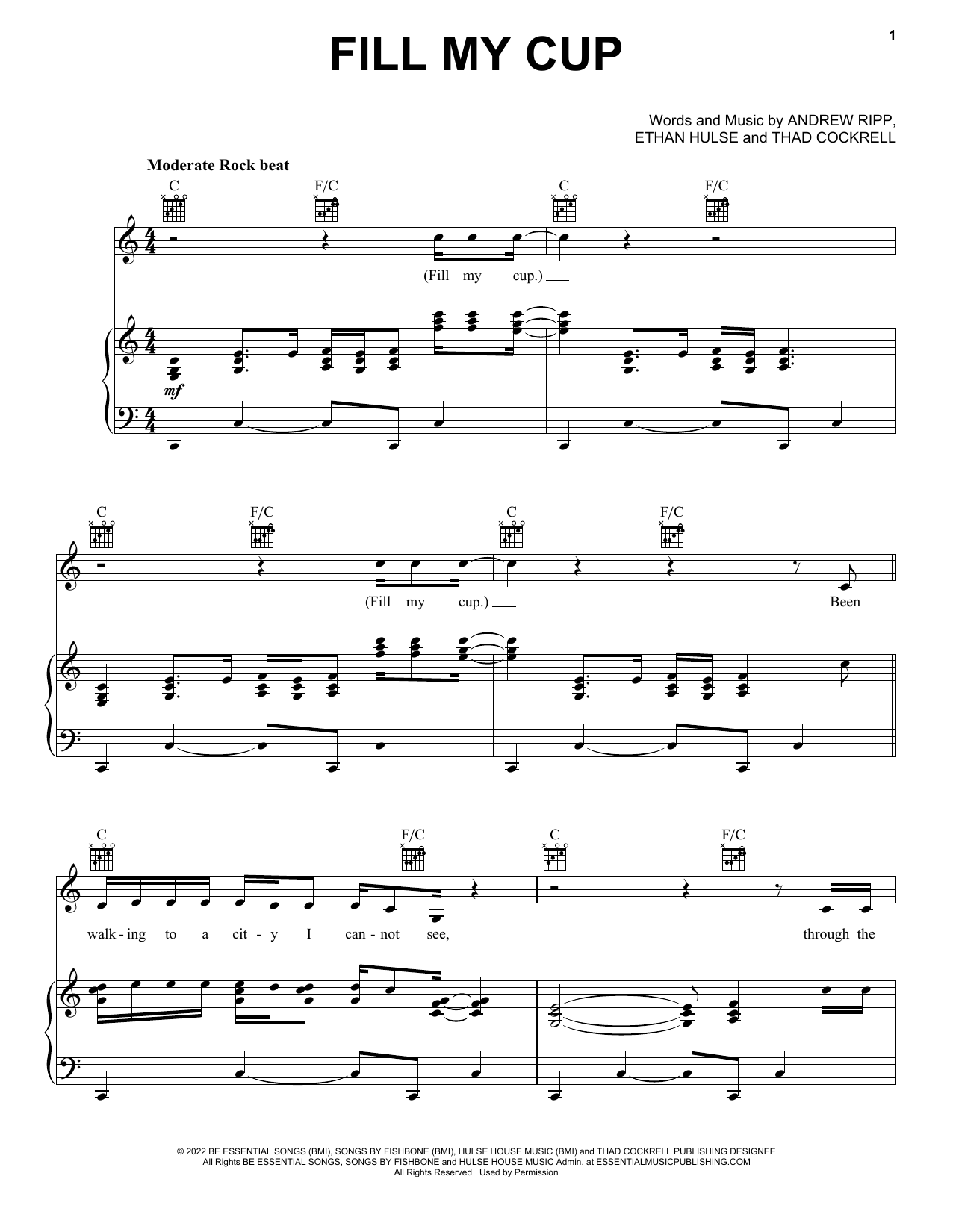 Andrew Ripp Fill My Cup sheet music notes and chords. Download Printable PDF.