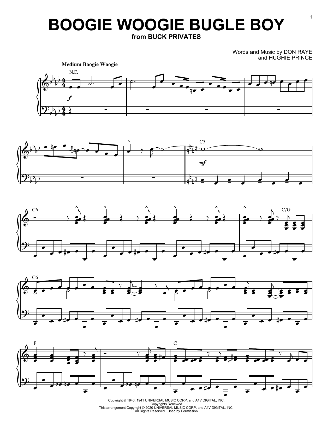 Andrews Sisters Boogie Woogie Bugle Boy [Jazz version] (arr. Brent Edstrom) sheet music notes and chords. Download Printable PDF.