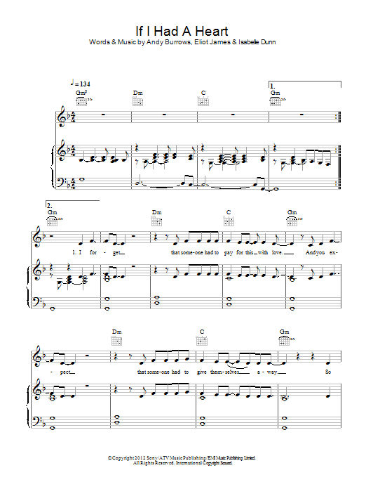 Learn to play Andy Burrows If I Had A Heart sheet music for Piano, Vocal & Guitar Chords in minutes. Price: 7.8900$ Andy Burrows If I Had A Heart sheet music notes and chords arranged for Piano, Vocal & Guitar Chords