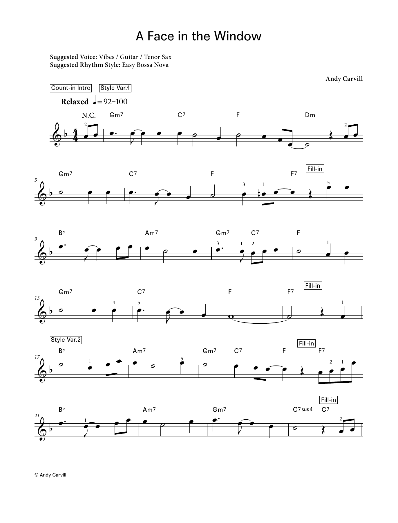 Andy Carvill A Face in the Window (LCME Electronic Keyboard Grade 1 List B) sheet music notes and chords. Download Printable PDF.