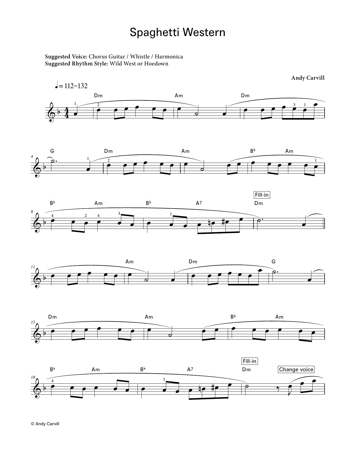 Andy Carvill Spaghetti Western (LCME Electronic Keyboard Grade 2 List B) sheet music notes and chords. Download Printable PDF.