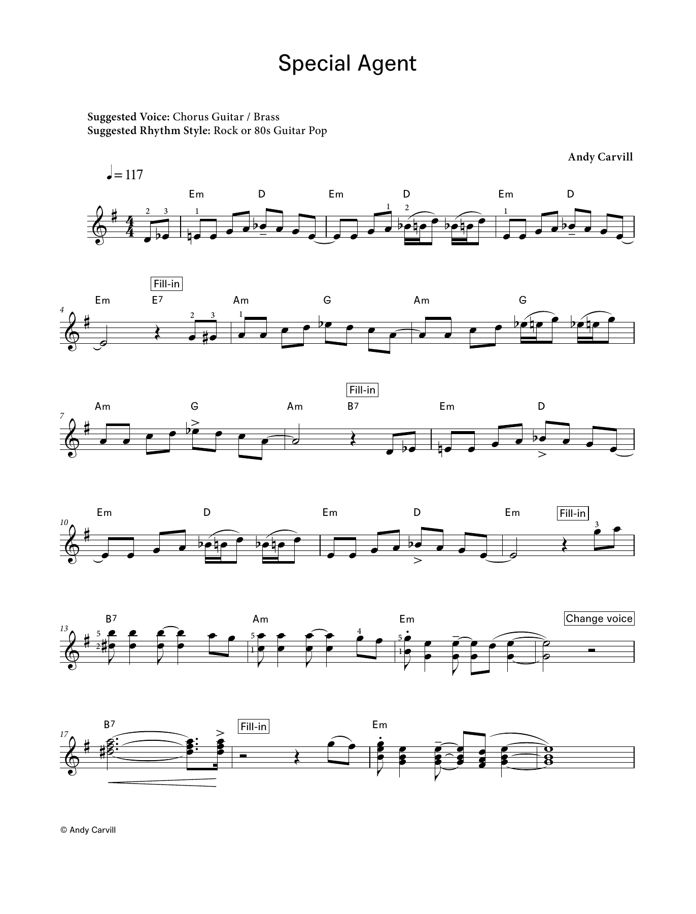 Andy Carvill Special Agent (LCME Electronic Keyboard Grade 4 List B) sheet music notes and chords. Download Printable PDF.