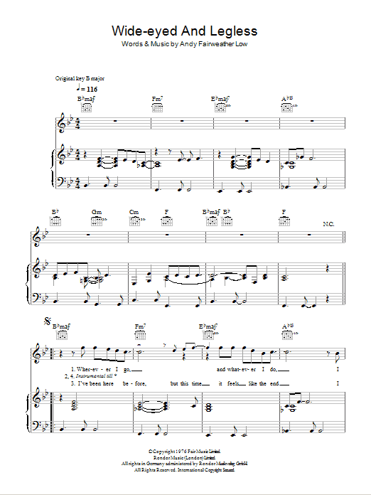 Andy Fairweather Low Wide-Eyed And Legless sheet music notes and chords. Download Printable PDF.