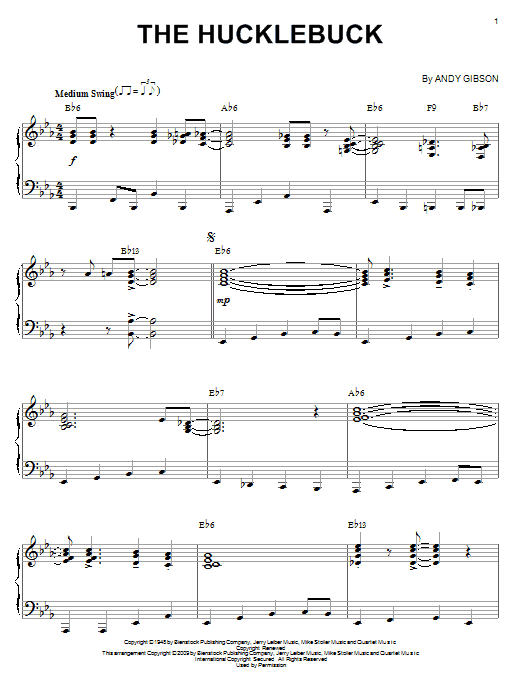 Learn to play Andy Gibson The Hucklebuck (arr. Brent Edstrom) sheet music for Piano Solo in minutes. Price: 7.8900$ Andy Gibson The Hucklebuck (arr. Brent Edstrom) sheet music notes and chords arranged for Piano Solo