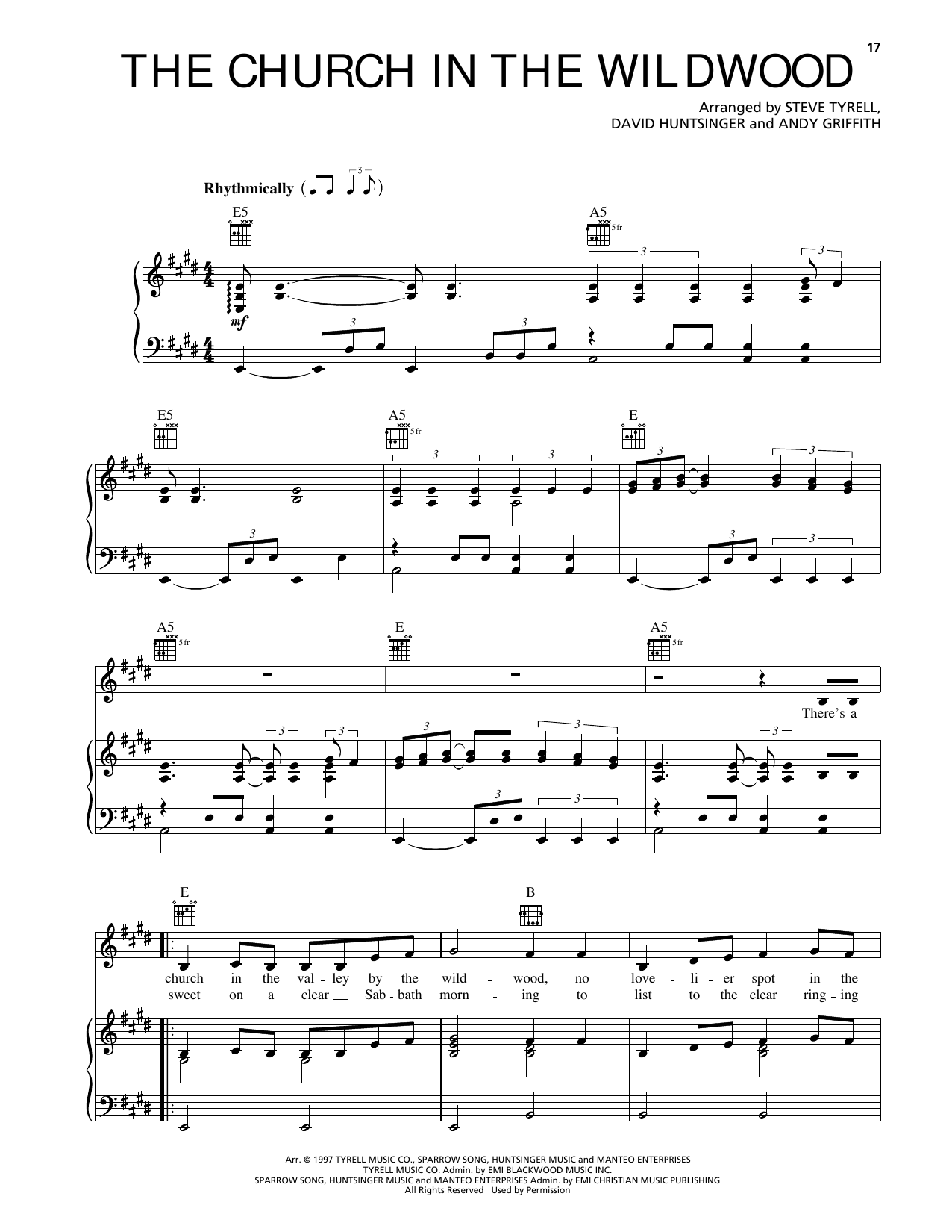 Learn to play Andy Griffith Church In The Wildwood sheet music for Piano, Vocal & Guitar Chords (Right-Hand Melody) in minutes. Price: 7.8900$ Andy Griffith Church In The Wildwood sheet music notes and chords arranged for Piano, Vocal & Guitar Chords (Right-Hand Melody)