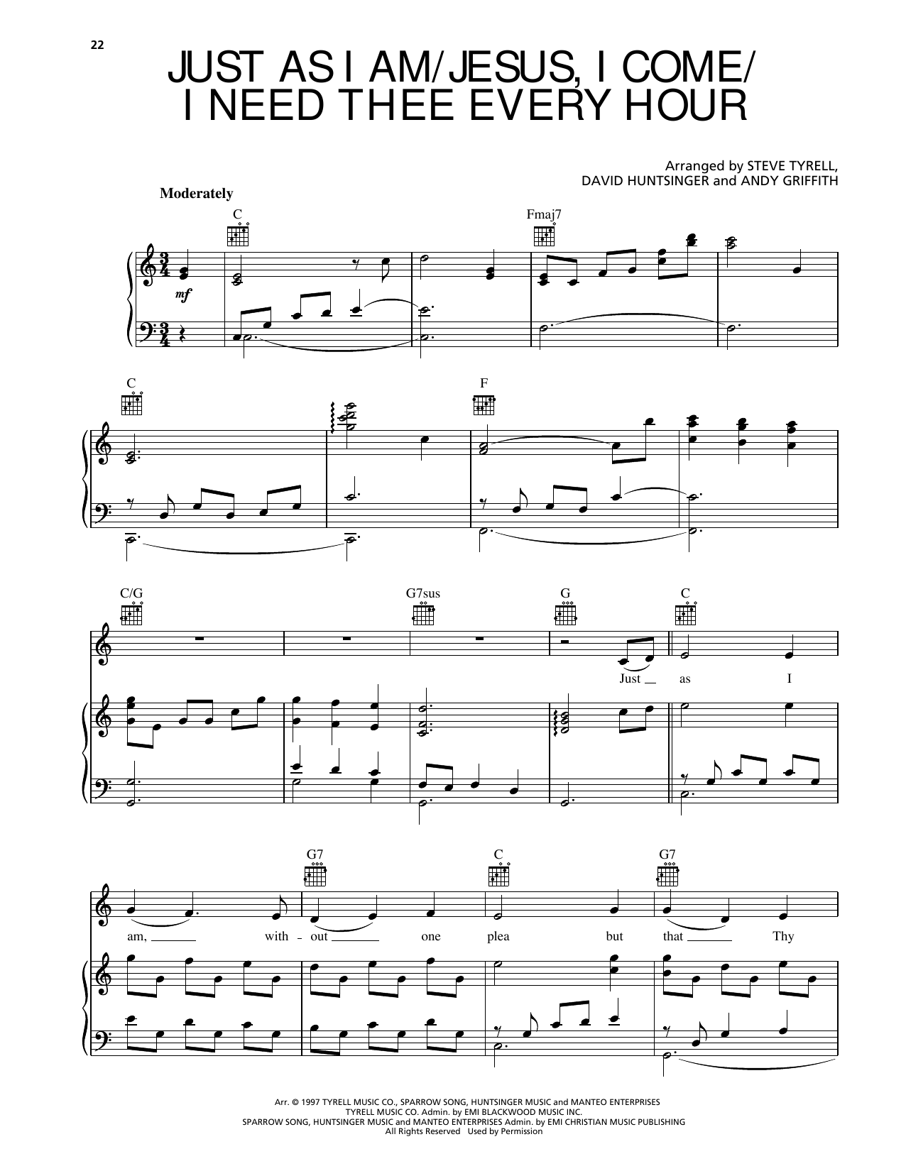 Learn to play Andy Griffith Just As I Am/Jesus, I Come/I Need Thee Every Hour sheet music for Piano, Vocal & Guitar Chords (Right-Hand Melody) in minutes. Price: 7.8900$ Andy Griffith Just As I Am/Jesus, I Come/I Need Thee Every Hour sheet music notes and chords arranged for Piano, Vocal & Guitar Chords (Right-Hand Melody)