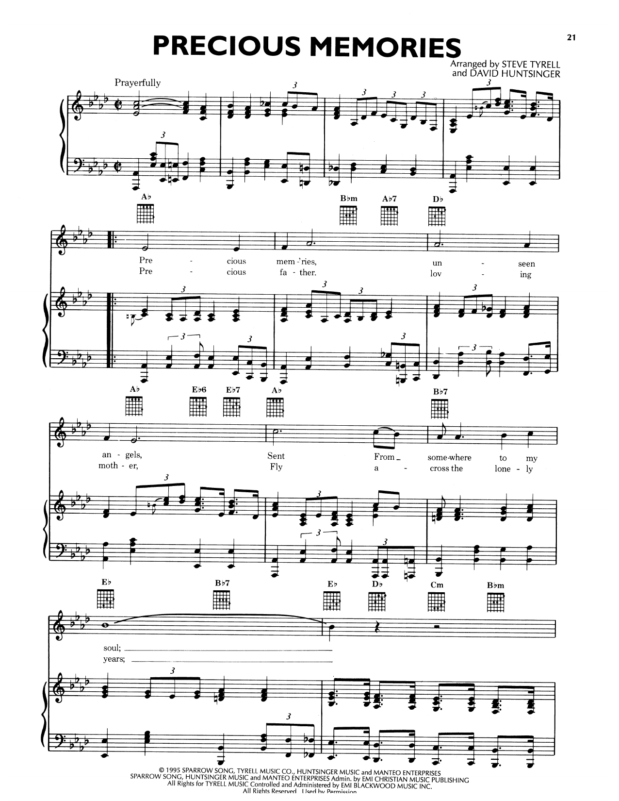 Andy Griffith Precious Memories sheet music notes and chords arranged for Piano, Vocal & Guitar Chords (Right-Hand Melody)