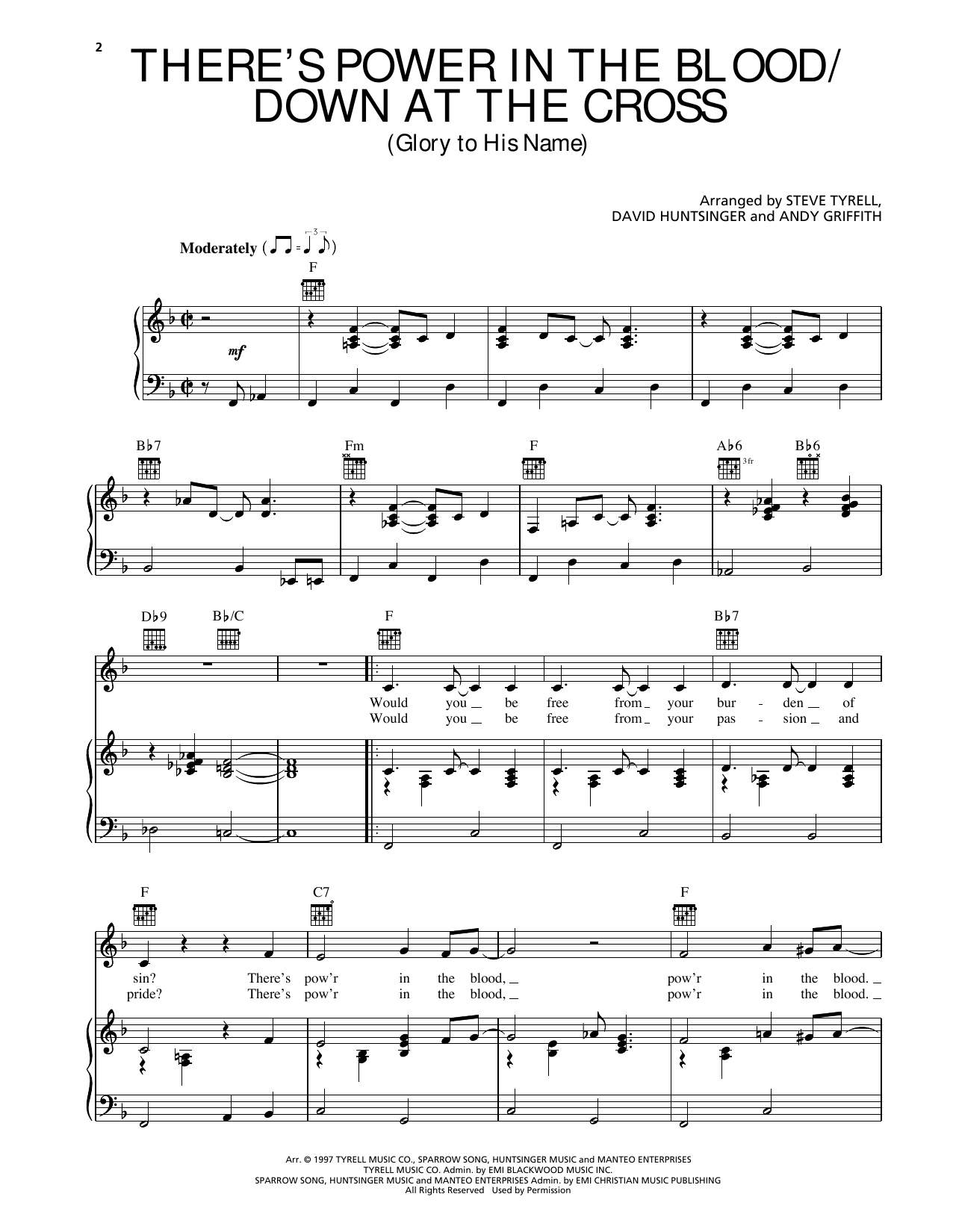 Learn to play Andy Griffith There's Power In The Blood/Down At The Cross (Glory To His Name) sheet music for Piano, Vocal & Guitar Chords (Right-Hand Melody) in minutes. Price: 7.8900$ Andy Griffith There's Power In The Blood/Down At The Cross (Glory To His Name) sheet music notes and chords arranged for Piano, Vocal & Guitar Chords (Right-Hand Melody)