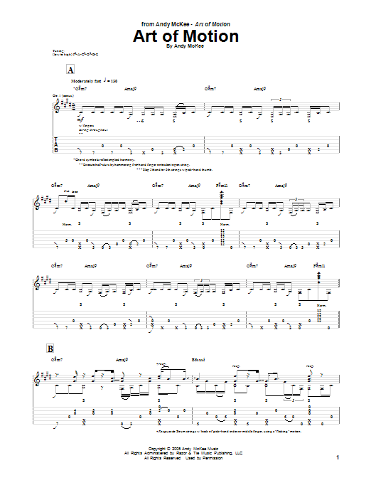 Learn to play Andy McKee Art Of Motion sheet music for Guitar Tab in minutes. Price: 7.8900$ Andy McKee Art Of Motion sheet music notes and chords arranged for Guitar Tab