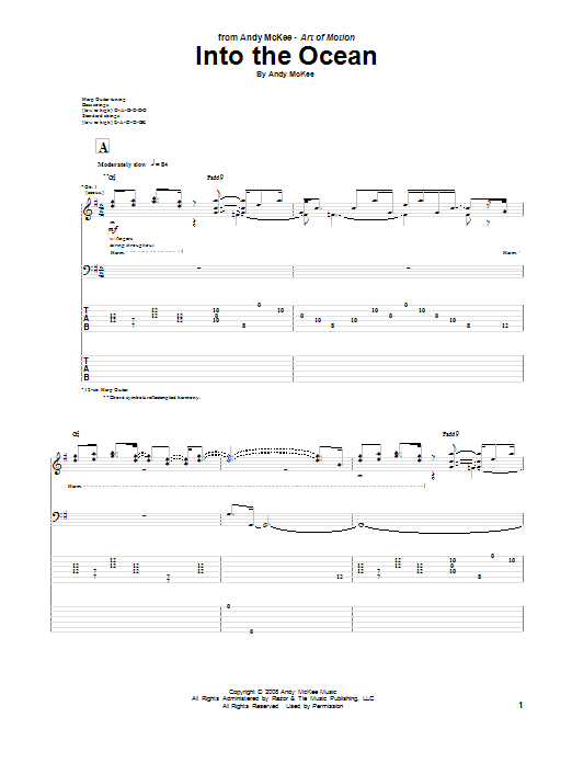 Learn to play Andy McKee Into The Ocean sheet music for Guitar Tab in minutes. Price: 7.8900$ Andy McKee Into The Ocean sheet music notes and chords arranged for Guitar Tab