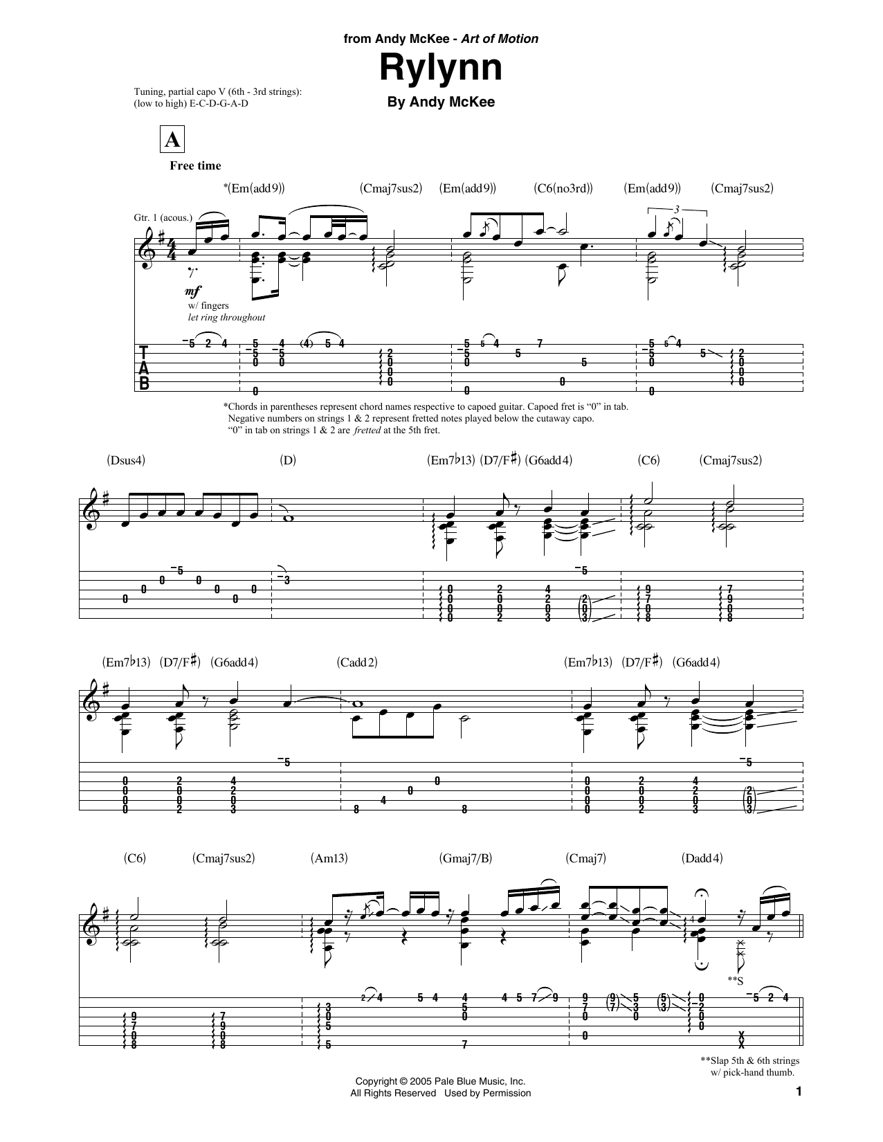 Andy McKee Rylynn sheet music notes and chords. Download Printable PDF.