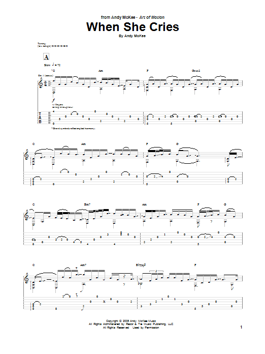 Learn to play Andy McKee When She Cries sheet music for Guitar Tab in minutes. Price: 7.8900$ Andy McKee When She Cries sheet music notes and chords arranged for Guitar Tab