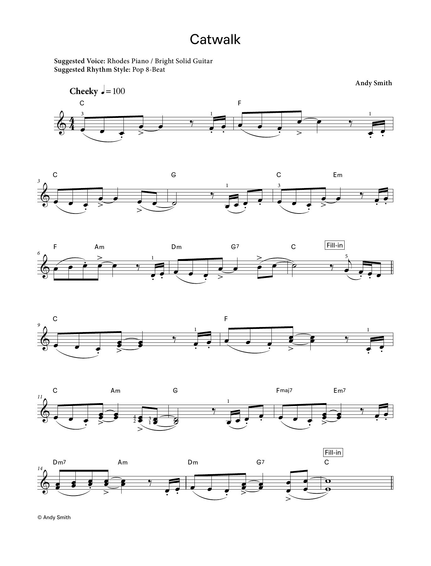 Andy Smith Catwalk (LCME Electronic Keyboard Grade 3 List B) sheet music notes and chords. Download Printable PDF.