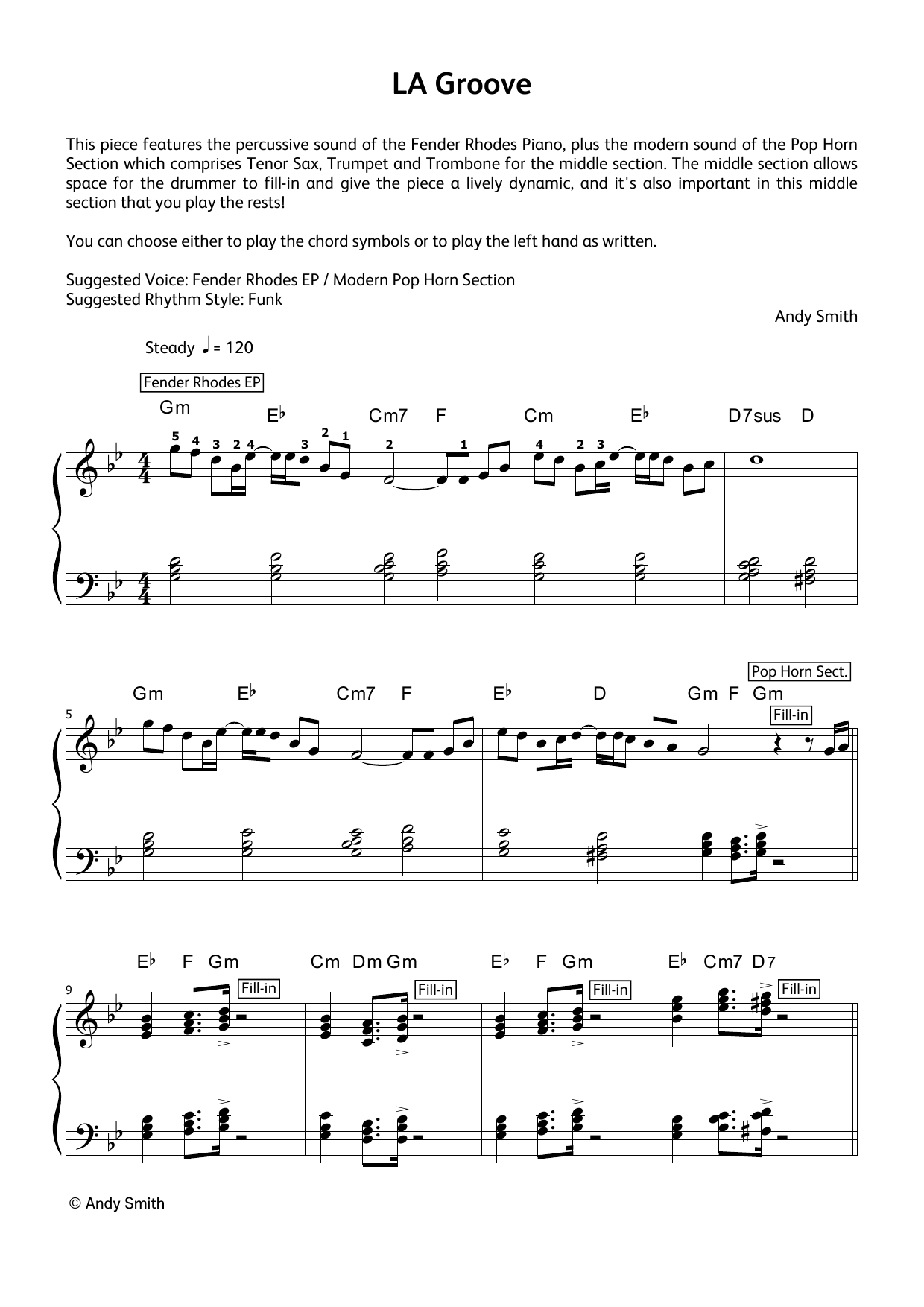 Andy Smith LA Groove (LCME Electronic Keyboard Grade 5 List B & C) sheet music notes and chords. Download Printable PDF.