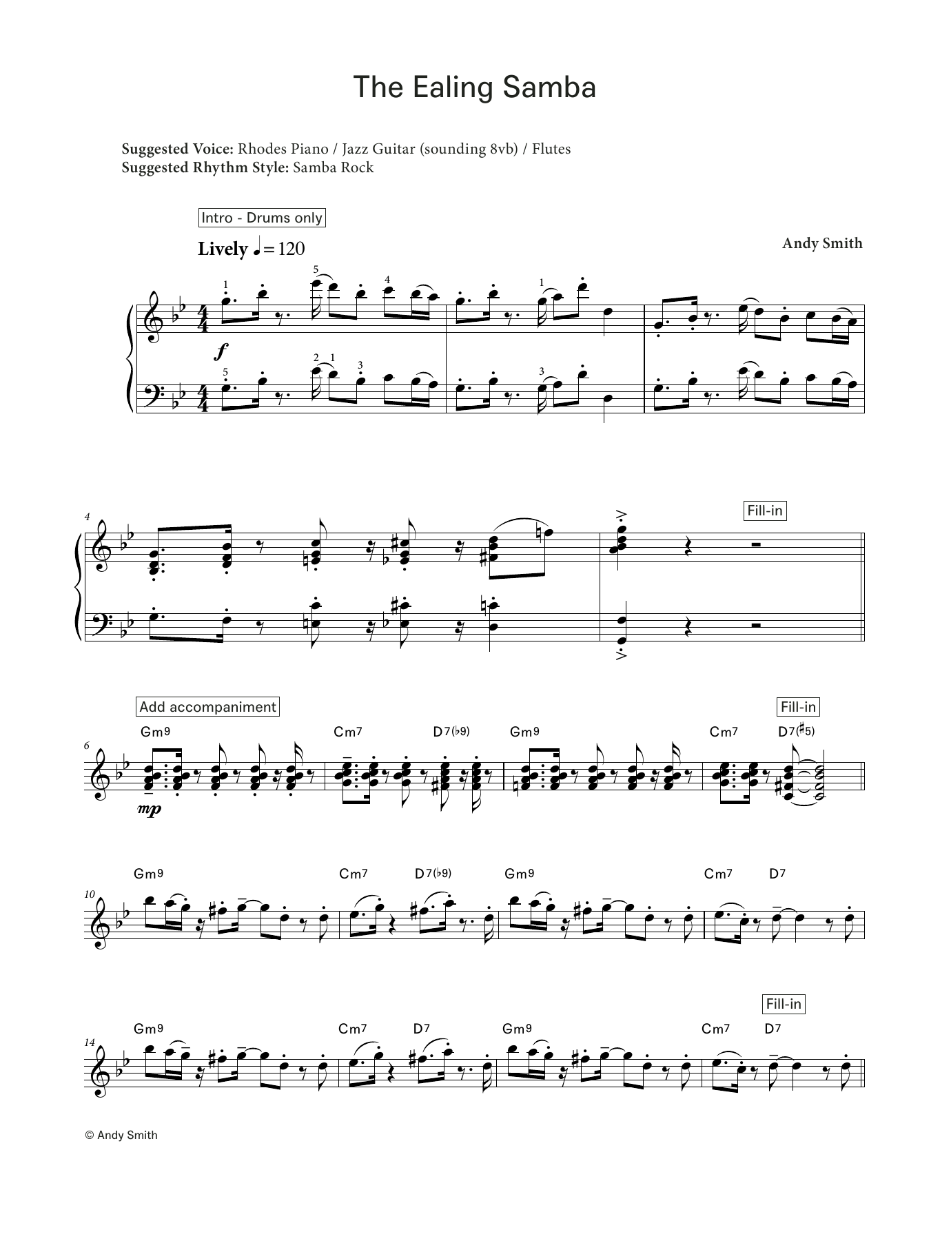 Andy Smith The Ealing Samba (LCME Electronic Keyboard Grade 7 List C) sheet music notes and chords. Download Printable PDF.