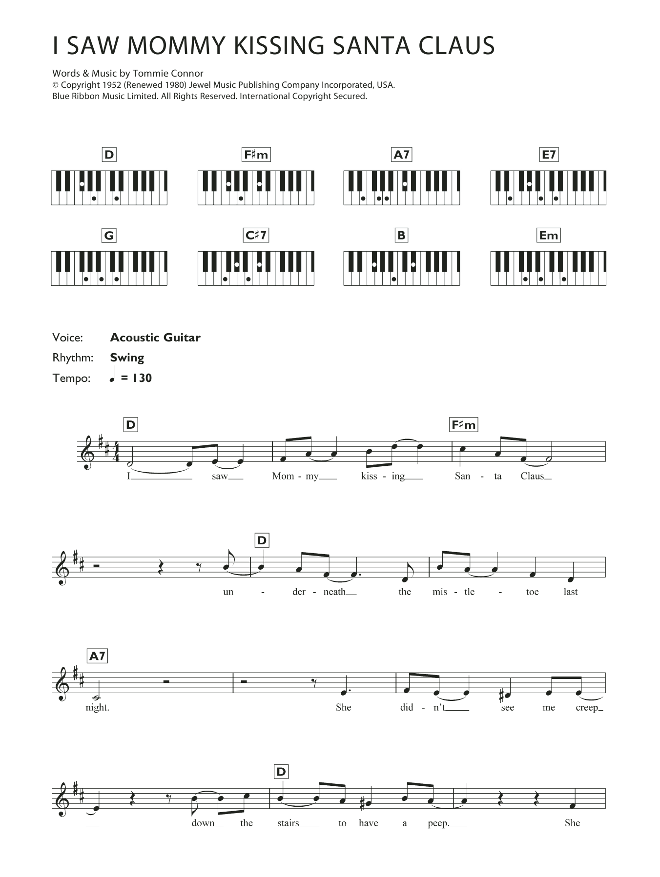 Andy Williams I Saw Mommy Kissing Santa Claus sheet music notes and chords. Download Printable PDF.