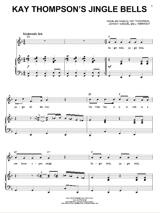 Learn to play Andy Williams Kay Thompson's Jingle Bells sheet music for Piano & Vocal in minutes. Price: 7.8900$ Andy Williams Kay Thompson's Jingle Bells sheet music notes and chords arranged for Piano & Vocal