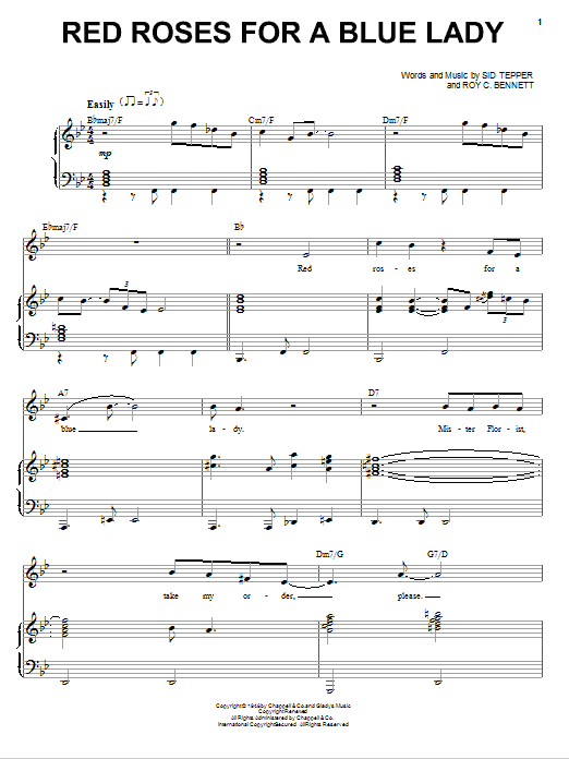 Learn to play Andy Williams Red Roses For A Blue Lady sheet music for Piano, Vocal & Guitar Chords (Right-Hand Melody) in minutes. Price: 7.8900$ Andy Williams Red Roses For A Blue Lady sheet music notes and chords arranged for Piano, Vocal & Guitar Chords (Right-Hand Melody)