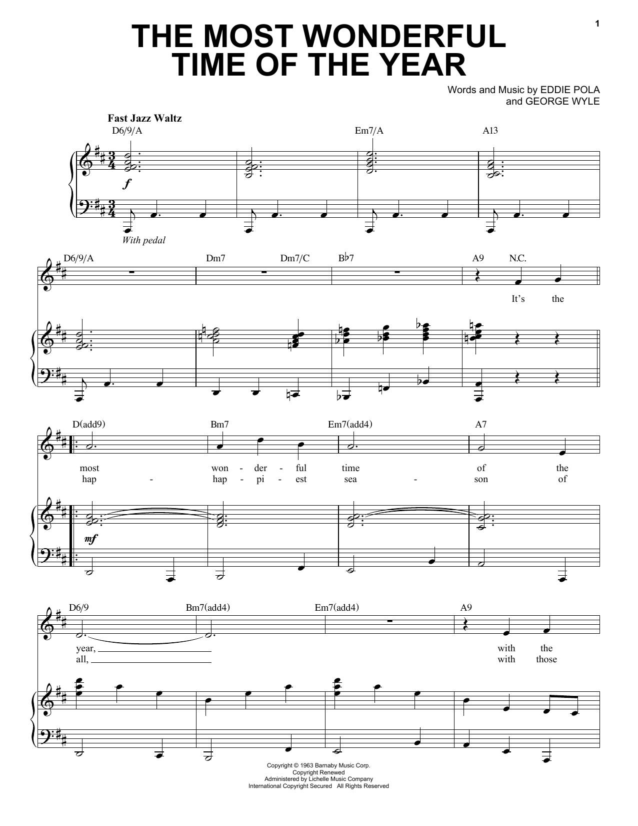 Andy Williams The Most Wonderful Time Of The Year sheet music notes and chords. Download Printable PDF.