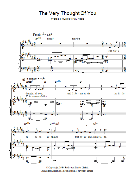Learn to play Andy Williams The Very Thought Of You sheet music for Piano, Vocal & Guitar Chords in minutes. Price: 7.8900$ Andy Williams The Very Thought Of You sheet music notes and chords arranged for Piano, Vocal & Guitar Chords