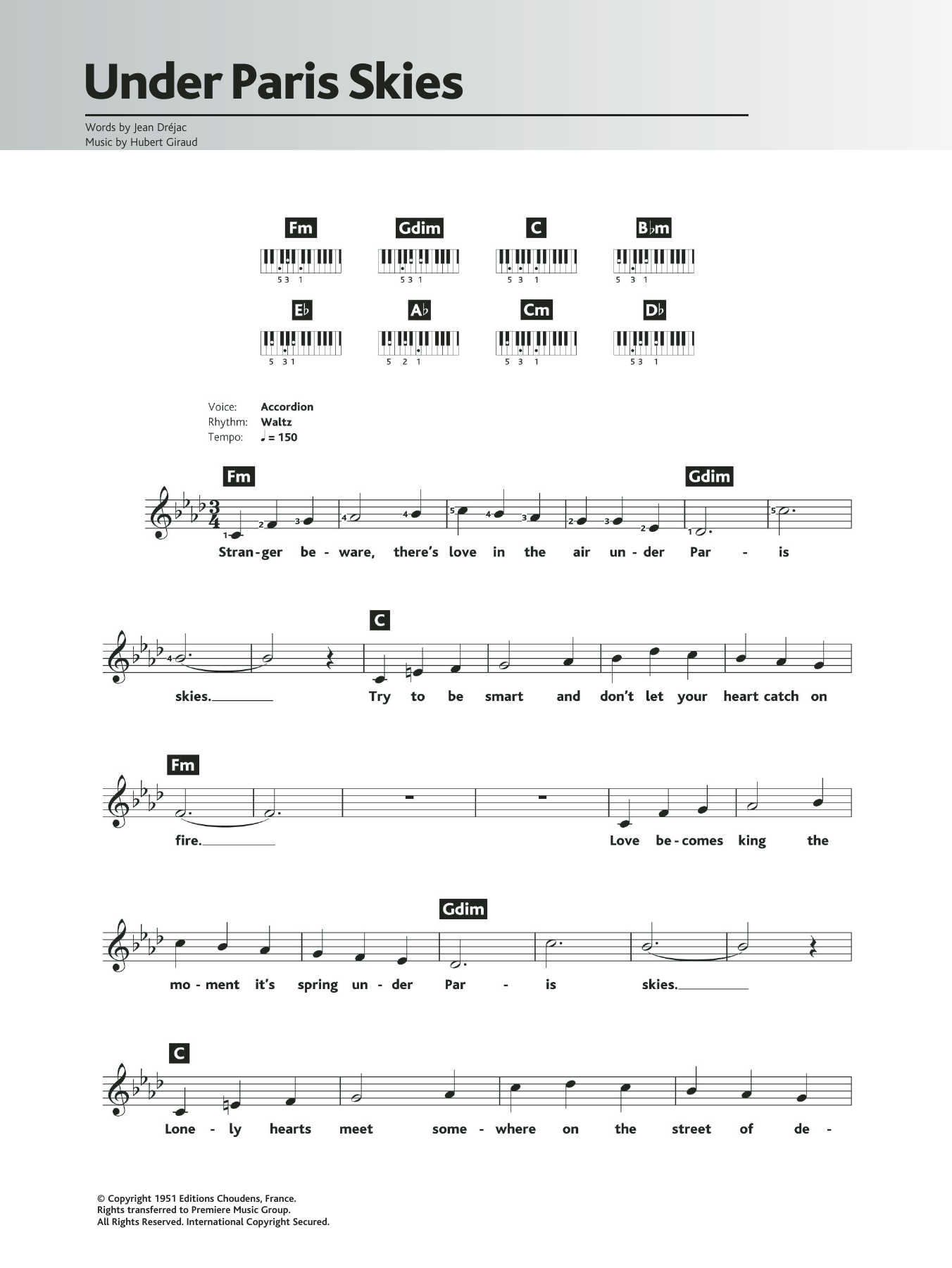 Andy Williams Under Paris Skies (Sous Le Ciel De Paris) sheet music notes and chords. Download Printable PDF.